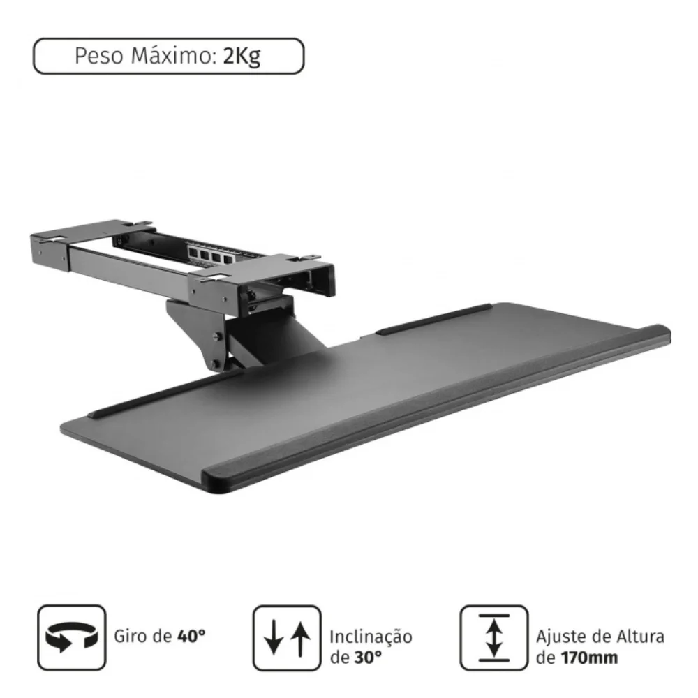 Imagem 4 de 5 do produto Suporte Retratil Para Teclado E Mouse Com Apoio Em Gel - Plmst01a