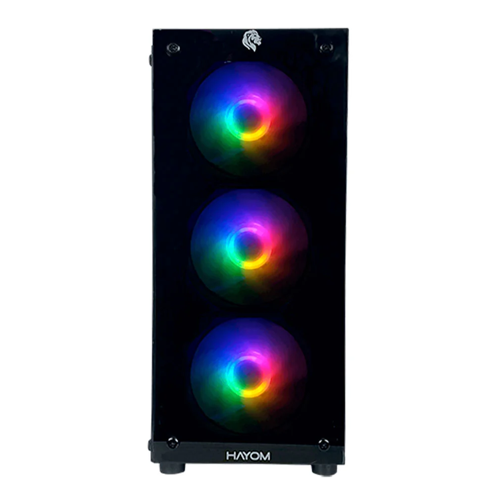 Imagem 2 de 5 do produto Gabinete Gamer Hayom Gb1729, ATX, Lateral e Frontal em Vidro Temperado, 4x Cooler, Preto