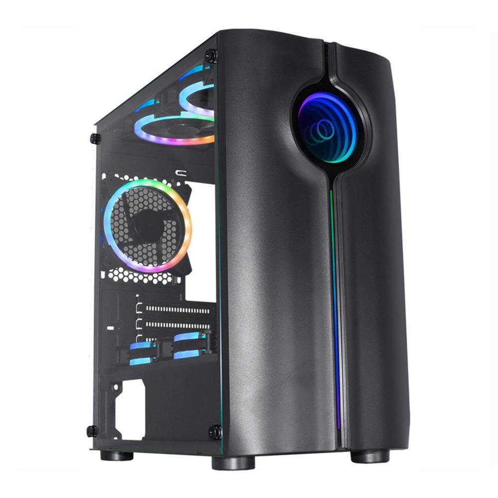 Gabinete Gamer K-mex Reactor Infinite Ii Cg-01me, USB 2.0, Led RGB, Preto - Cg01merh0010b0x