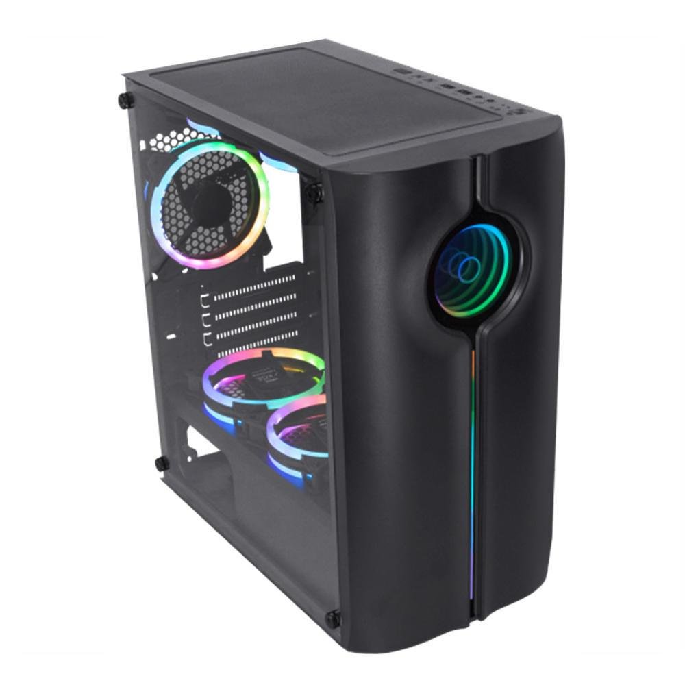 Imagem 5 de 5 do produto Gabinete Gamer K-mex Reactor Infinite Ii Cg-01me, USB 2.0, Led RGB, Preto - Cg01merh0010b0x