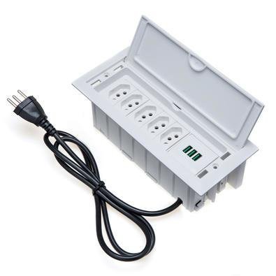 Caixa De Tomada, 7 Blocos EMButir, 5 Tomadas, 20a 3 Usb, 5.2a - Branco