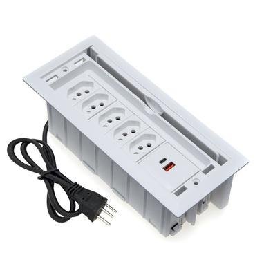 Caixa De Tomada 7 Blocos Embutir 5 Tomadas 10a 2 USB 9.0a
