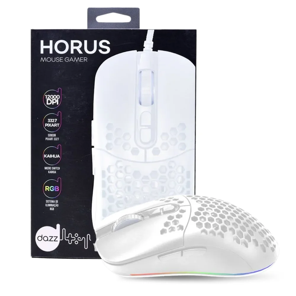 Mouse Gamer Horus 12000 Dpi, Usb, Branco, 6200009