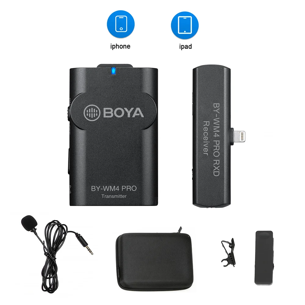 Imagem 2 de 2 do produto Microfone Boya By Wm4 Pro K3, Lapela, Sem Fio - Conector Lightning