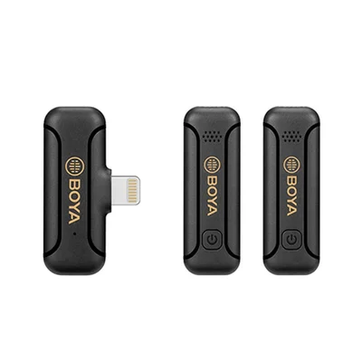 Microfone Lapela Sem Fio Boya By-wm3t2-d2, Wireless, Conexão Lightning - Preto