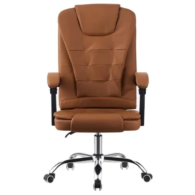 Cadeira Office Fortt Presidente Liverpool, Até 120Kg,  Base Cromada com Rodinha, Marrom - Cpf05-m