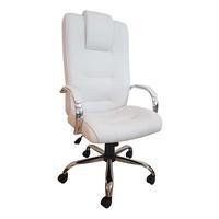 Cadeira Giratória Ergodecor Escritório Classic Presidente suporta até 130kg Branca Relax Base Cromada C/ Rodizio, 100% Nacional