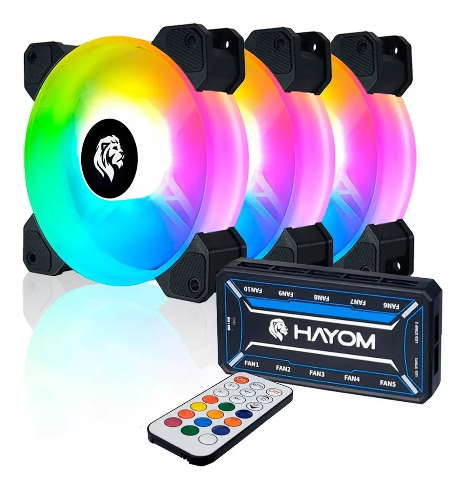 Kit 3 Cooler Fan LED RGB, 120Mm, Com Controlador, Gabinete, Pc Gamer, Ventoinha - Fc1306 4