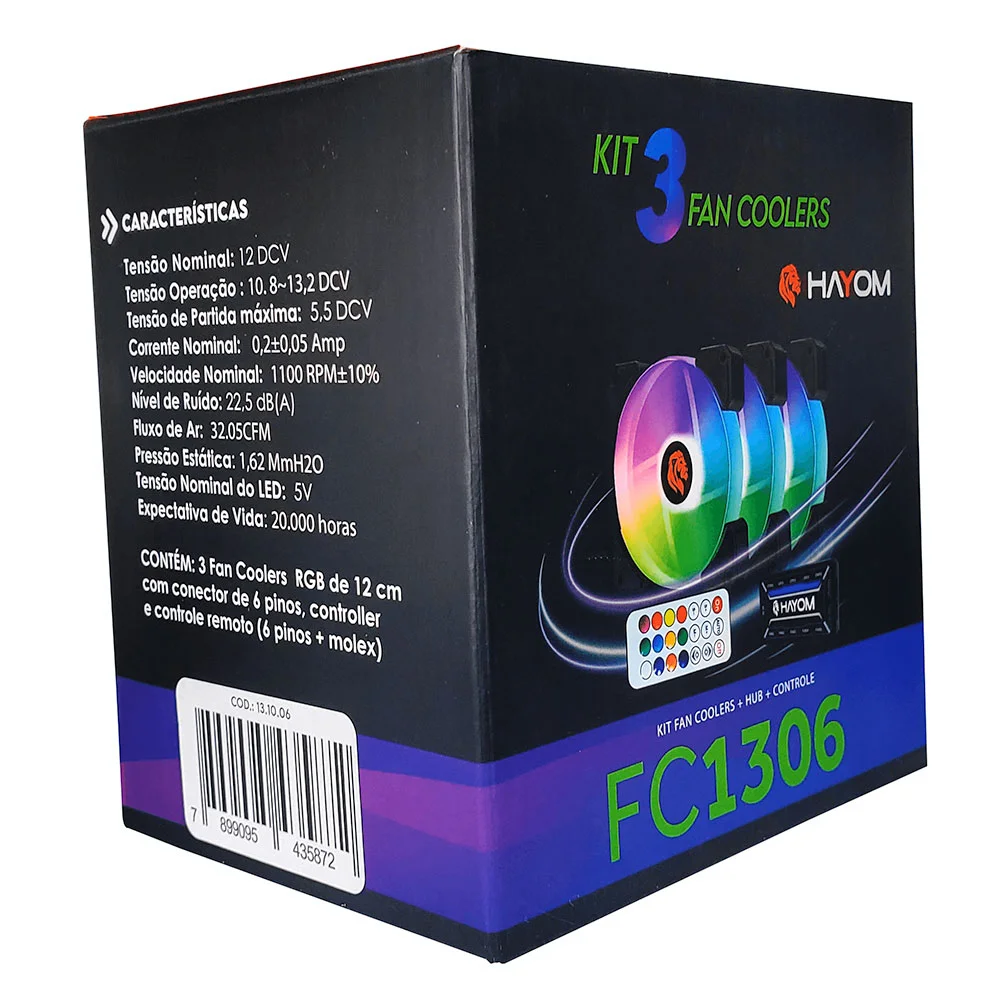 Imagem 2 de 5 do produto Kit 3 Cooler Fan LED RGB, 120Mm, Com Controlador, Gabinete, Pc Gamer, Ventoinha - Fc1306