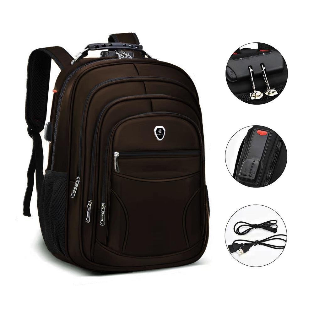 Imagem 5 de 5 do produto Mochila M3M, Grande, Escolar, Masculina Feminina, Faculdade, Executiva, Trava com Senha, Espaço Notebook, Marrom