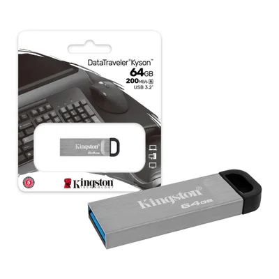 Pen Drive 64gb Usb 3.2 Datatraveler Kyson Metal 200mbs Leit Dtkn/64gb Kingston