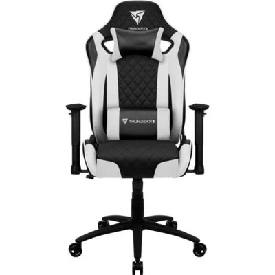 Cadeira Gamer Thunderx3 Profissional Tgc12, Até 120KG, Encosto Reclinável, Couro Sintético, Preta e Branca