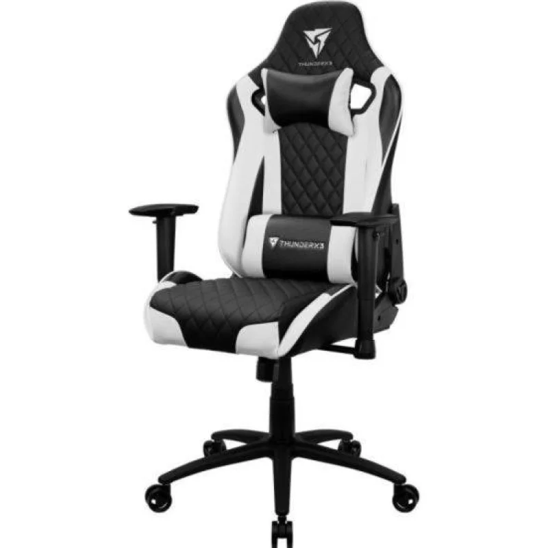 Cadeira Gamer Thunderx3 Profissional Tgc12, Até 120KG, Encosto Reclinável, Couro Sintético, Preta e Branca