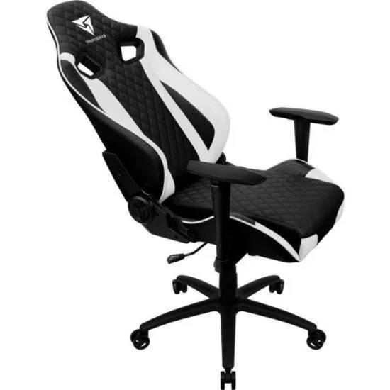 Cadeira Gamer Thunderx3 Profissional Tgc12, Até 120KG, Encosto Reclinável, Couro Sintético, Preta e Branca