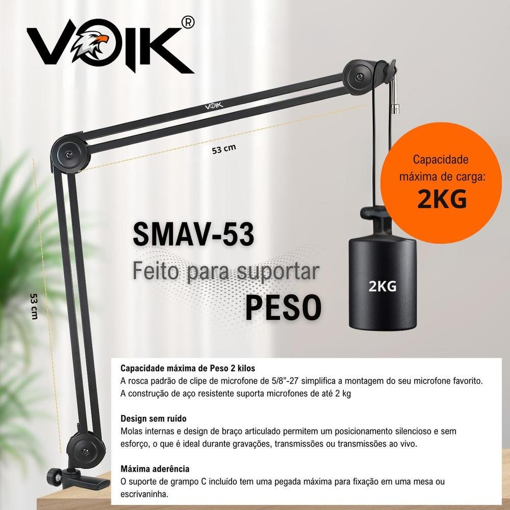 Braço Articulado Voik Smav53 Para Microfone KaBuM