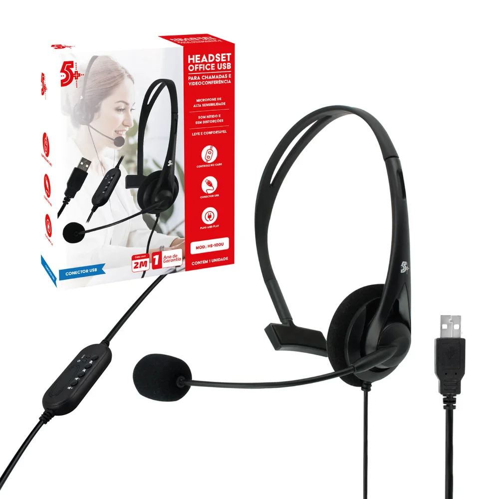 Imagem 5 de 5 do produto Headset Office P/ Computador Telefone C/ Conector Usb