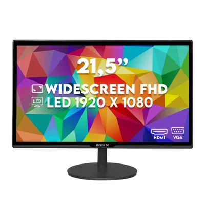 Monitor Brazilpc LED 21.5 Full HD, 75hz, VGA, HDMI, Preto - 22w-75kan