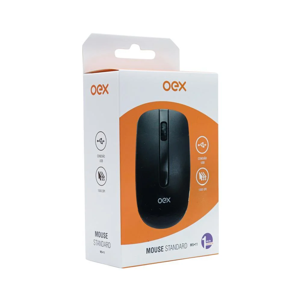 Imagem 2 de 3 do produto Mouse Oex Standard Ms11, 1000dpi, Sensor Óptico - Preto