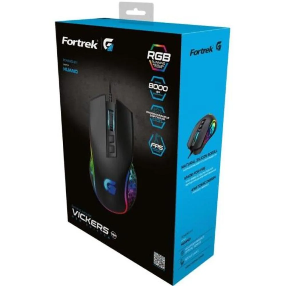 Imagem 2 de 5 do produto Mouse Gamer Fortrek Vickers New Edition, 7 botões, 8000 dpi, RGB, Preto