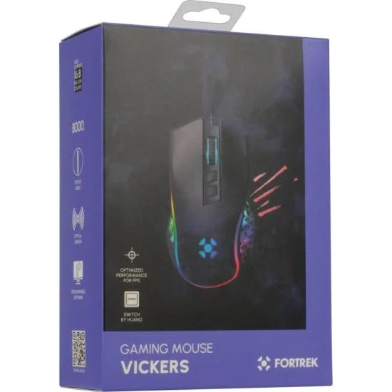 Imagem 5 de 5 do produto Mouse Gamer Fortrek Vickers New Edition, 7 botões, 8000 dpi, RGB, Preto