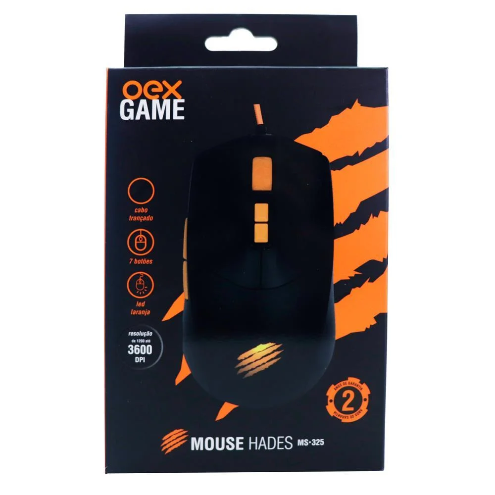 Imagem 5 de 5 do produto Mouse Gamer Oex Game Ms325, LED, 3600dpi, 7 Botões, Hades - Preto