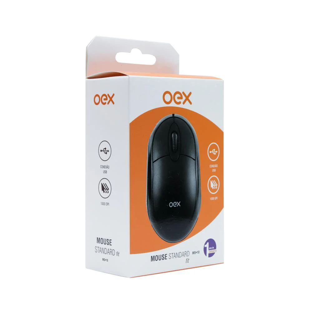 Mouse Oex Ms10 Standard Fit 1000dpi Preto KaBuM