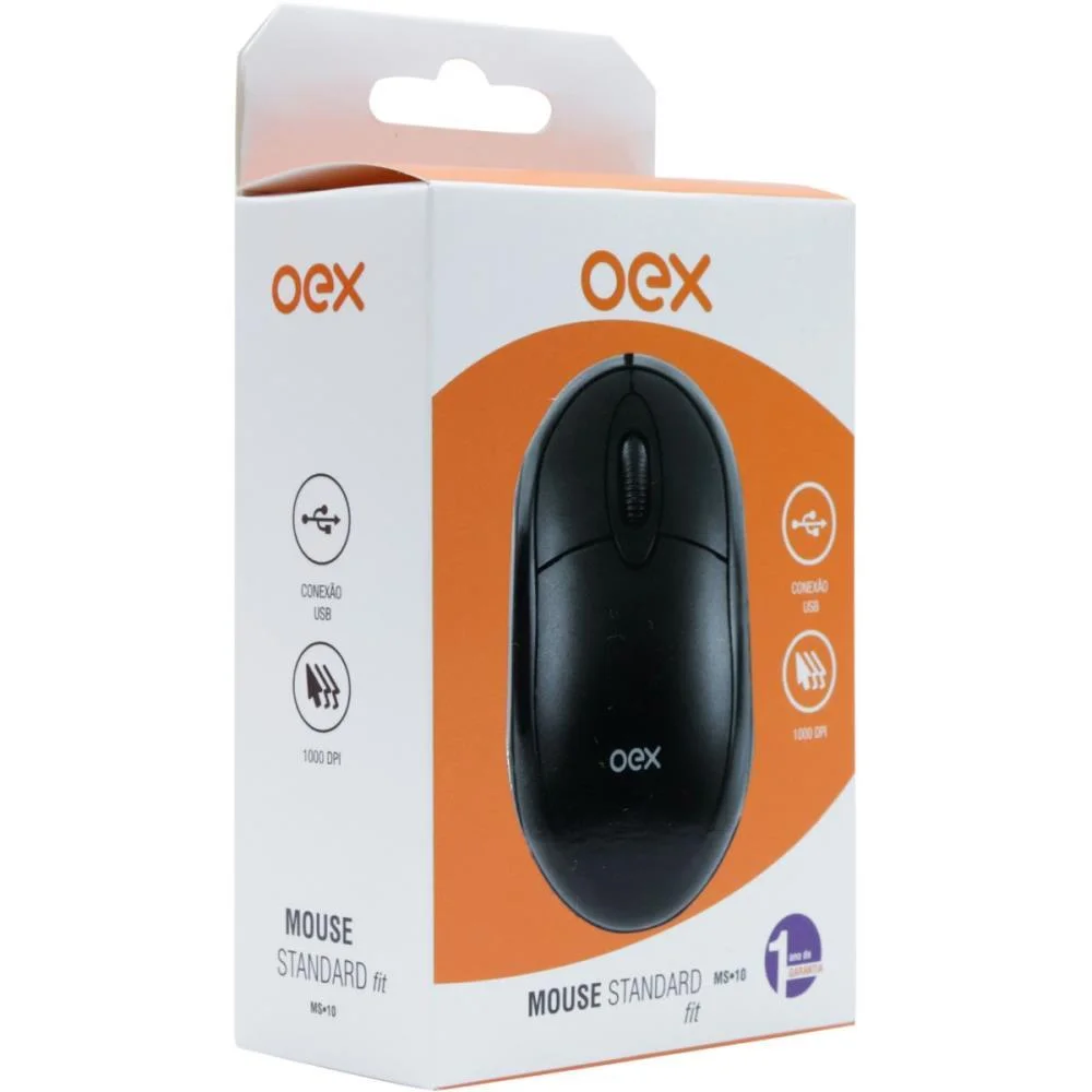 Imagem 3 de 3 do produto Mouse Oex Ms10  Standard Fit, 1000dpi, Sensor Óptico, Preto