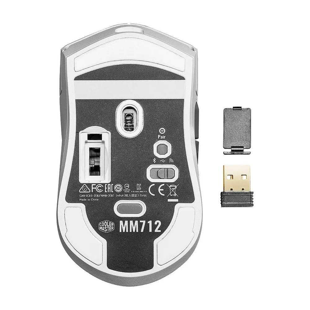 Imagem 4 de 5 do produto Mouse Sem Fio Cooler Master Mm712 Rgb, 19.000dpi - Branco