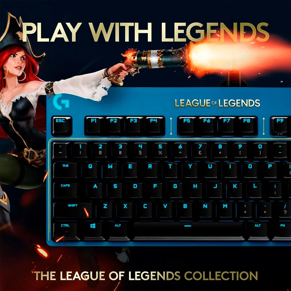 Teclado Mecânico Gamer Logitech G Pro Lol Edition, Padrão Us, Switch Gx Brown Tactile, RGB