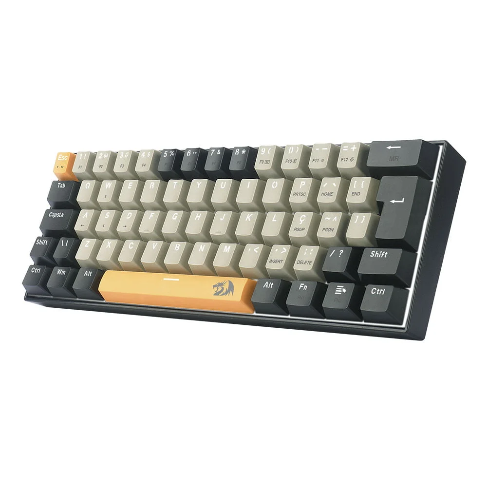 Imagem 2 de 5 do produto Teclado Gamer Mecânico Redragon Lakshmi Sunrise, Com Switch Marrom, Abnt2, Laranja, Cinza E Preto - K606-Og