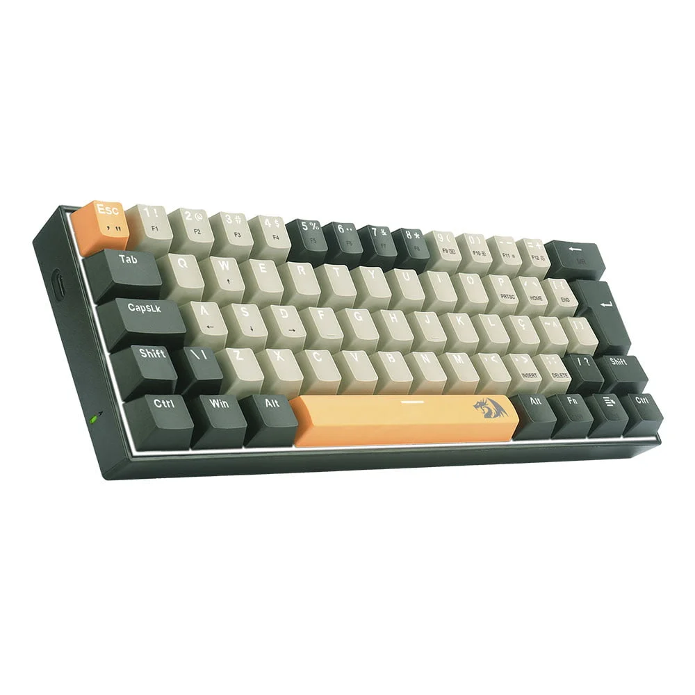 Imagem 4 de 5 do produto Teclado Gamer Mecânico Redragon Lakshmi Sunrise, Com Switch Marrom, Abnt2, Laranja, Cinza E Preto - K606-Og