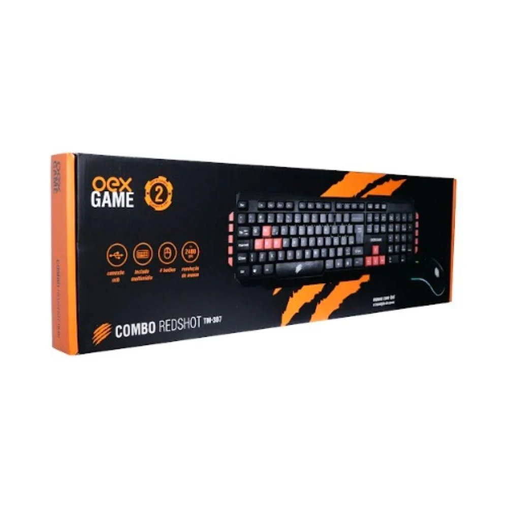 Imagem 3 de 4 do produto Kit Teclado E Mouse Com Fio Oex Gamer Tm307, 1000/1600/2400dpi, Preto