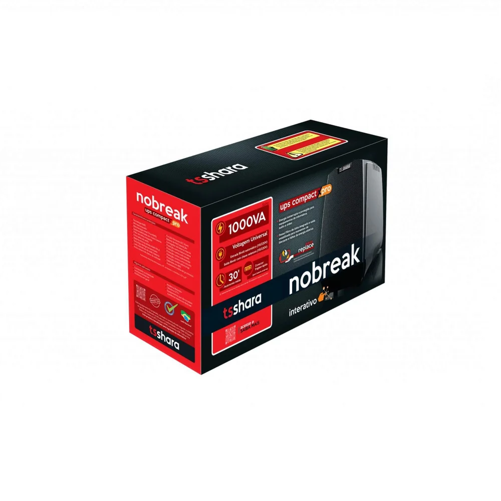 Nobreak Ts Shara UPS Compacto Xpro 1000VA, Bivolt Automático, 6 Tomadas, Filtro de Linha Nobreak Ts Shara UPS Compacto Xpro 1000VA, Bivolt Automático, 6 Tomadas, Filtro de Linha