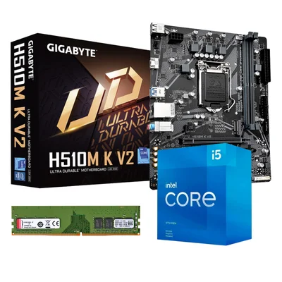 Kit Upgrade - Placa-Mãe H510 Asus + Processador I5-10400F + Memória 16GB DDR4, Dual-channel
