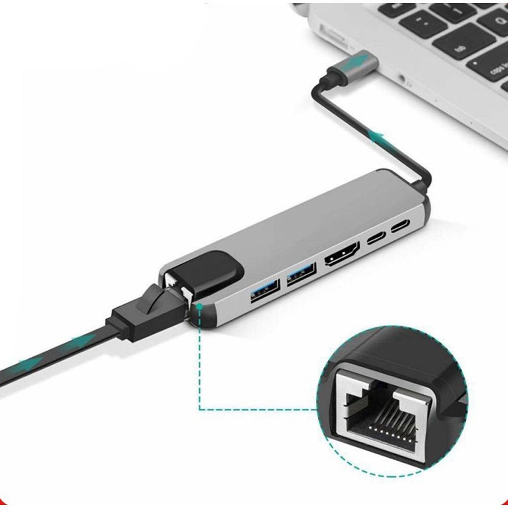 Imagem 3 de 5 do produto Hub Altomex USB-C 6 Em 1, Com 2 USB 3.0, 1x USB-C, 1x Ethernet, 1x PD, 1x HDMI 4K