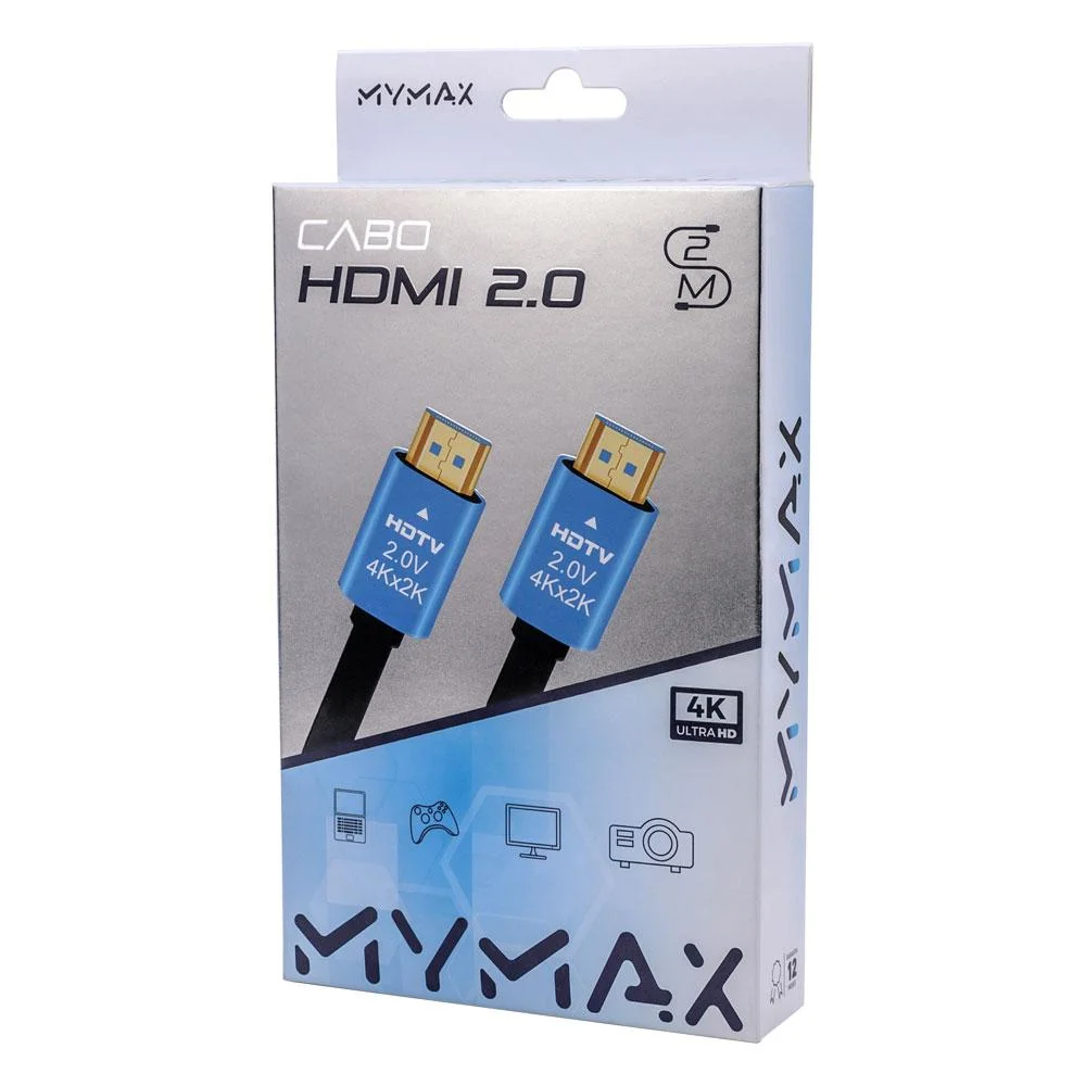Cabo De Video HDMI Mymax 2.0 2 Metros 4k 60MHZ