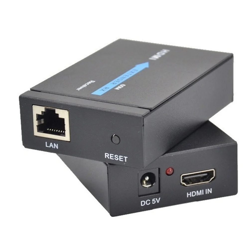 Imagem 3 de 5 do produto Adaptador Generico Extensor HDMI Cat5 Cat6 HDMI Bivolt 60 Metros De Alcance 1080p