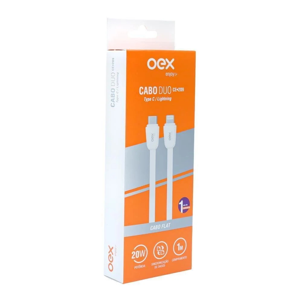 Imagem 4 de 4 do produto Cabo Oex Type C Para Lightning, 20W, 1 Metro, Branco - Ce209