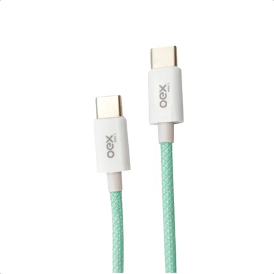 Cabo Oex Type C Para Type C Candy 30W, 1 Metro, Verde - Ce206