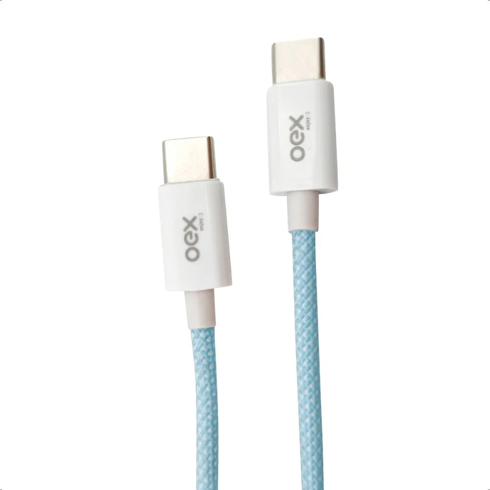 Imagem 1 de 5 do produto Cabo Oex Type C Para Type C Candy 30W, 1 Metro, Azul - Ce206