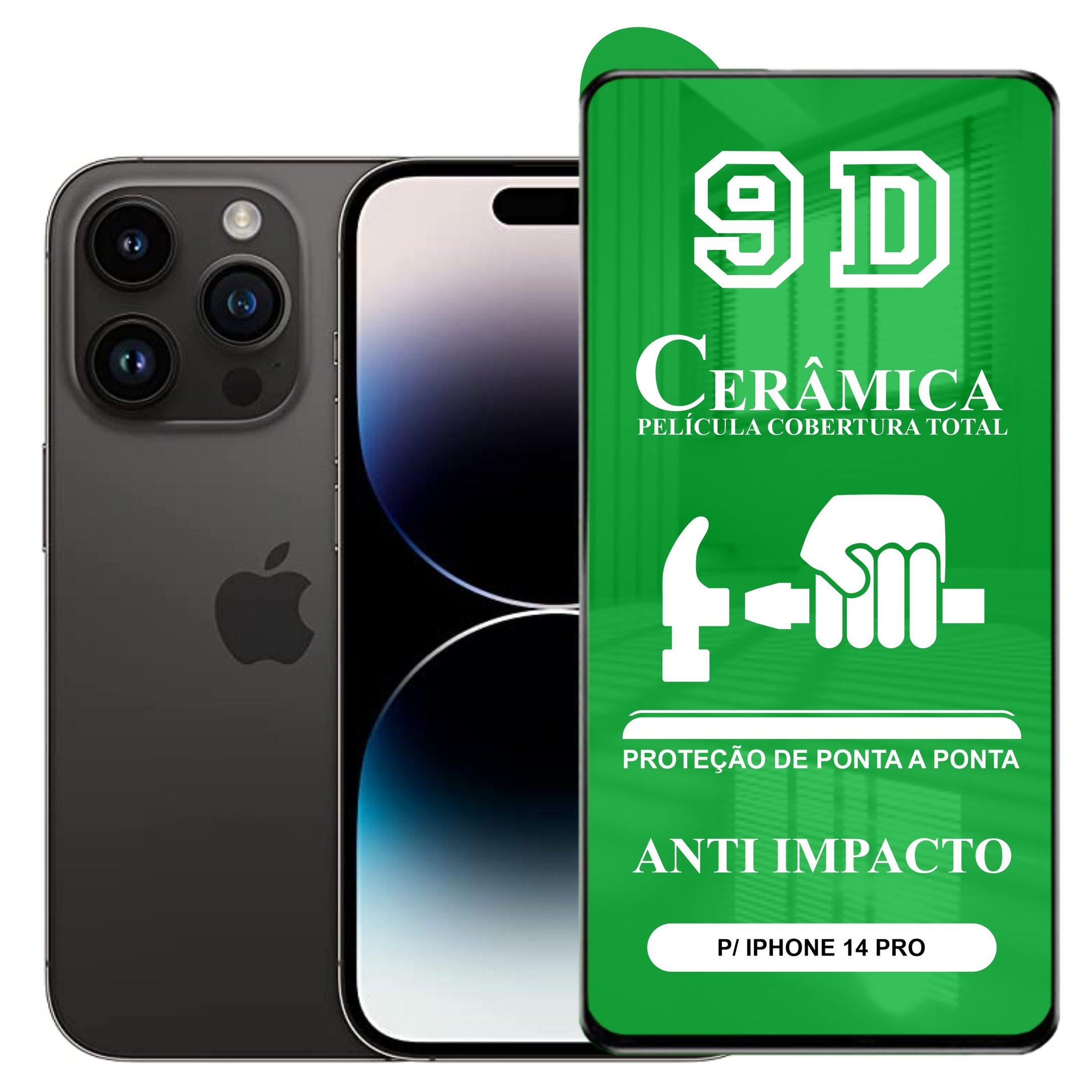 Película Chroma Tech 9D Nano Gel, Cerâmica, P/ Iphone 14 Pro, Anti Impacto, Flexível, Transparente