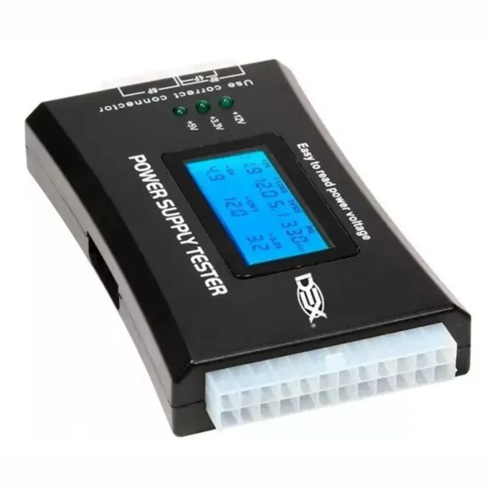Testador De Fonte De Alimentação Dex At-01, Digital LCD, 20 E 24 Pinos, ATX