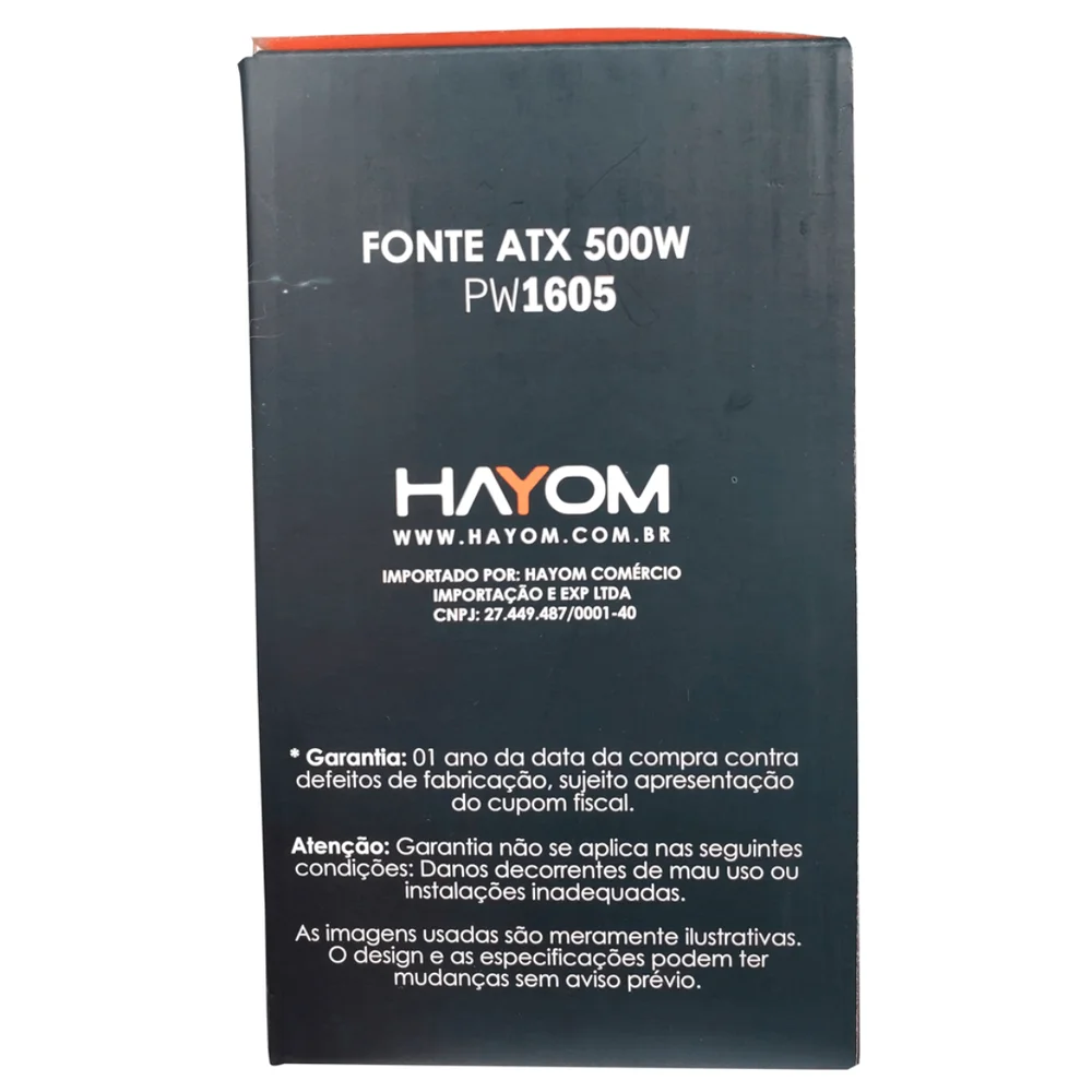 Imagem 5 de 5 do produto Fonte Hayom, 500w, 80 Plus, ATX, 110/220v - w-pw1605