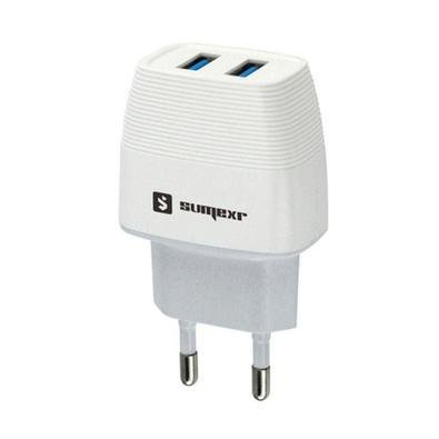 Carregador Tomada Sumexr Universal 2 Portas USB, Rápido, 5V, 3.1a - Branco