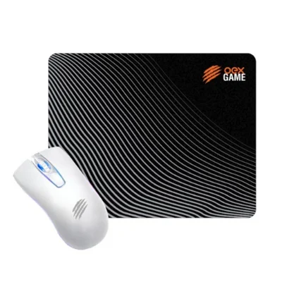 Kit Mouse E Mousepad Oex Game Mc105, Wave, 4 Botões, LED, Branco