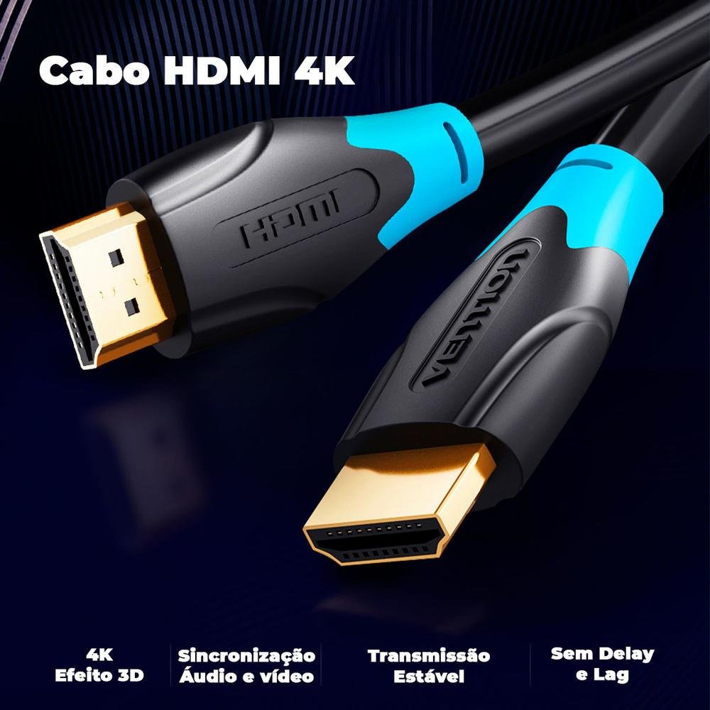 Imagem 2 de 5 do produto Cabo HDMI 2.0 Vention Premium, 5 Metros, Preto - aacbj