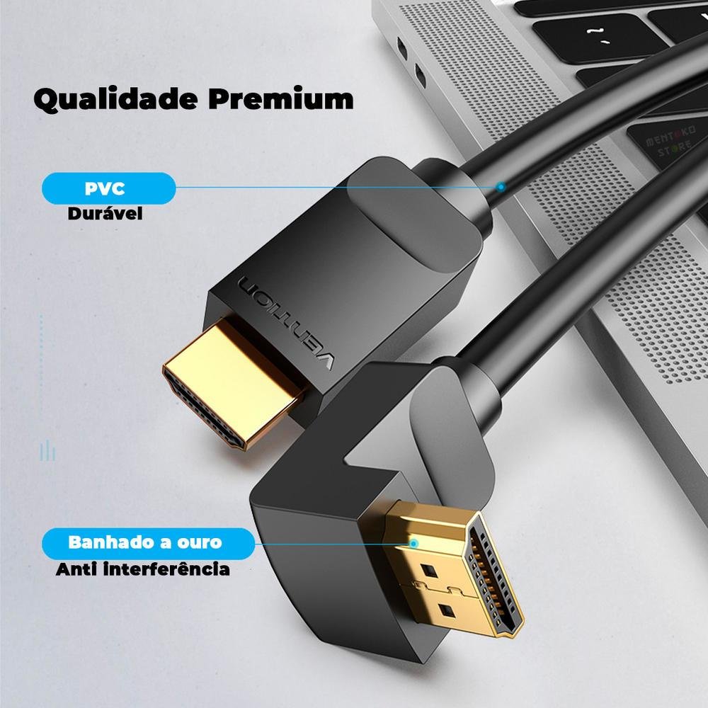 Imagem 2 de 5 do produto Cabo HDMI 2.0 Vention Blindado, 2 Metros, Preto - aaqbh