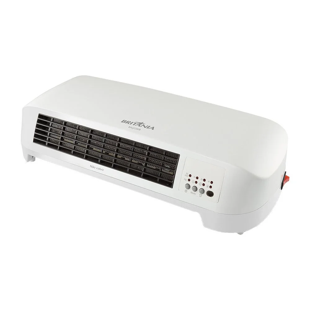 Imagem 2 de 5 do produto Aquecedor De Parede Britânia 2 Em 1, 3 Níveis De Potência, Branco, 220v - Baq2200b