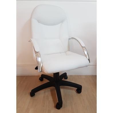 Cadeira Giratória Ergodecor Escritório Day Presidente suporta até 130kg Branca Relax Base Preta C/ Rodizio, 100% Nacional