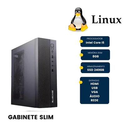 Computador Alphapc Intel Core I5, 8GB RAM, SSD 240GB, Linux Lite, Preto